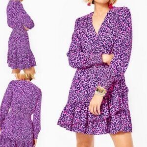 Lilly Pulitzer Cristiana Purple Berry Cheetah Print Dress Size 14